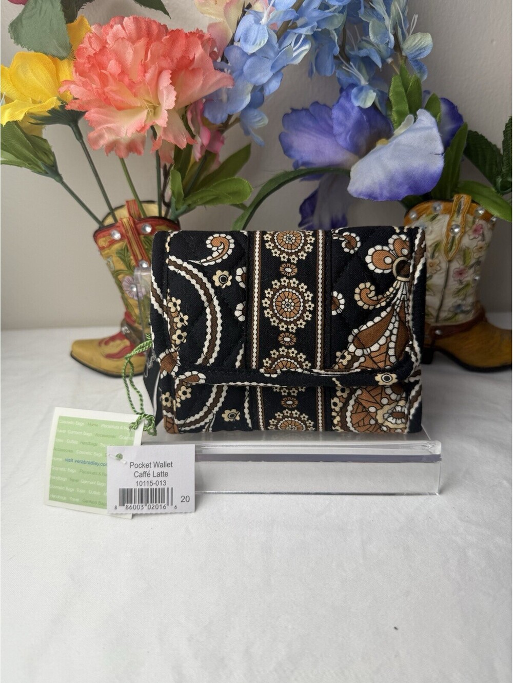 Vera Bradley Caffe Latte Pocket Wallet NWT • Retired Hard to Find • Card Case